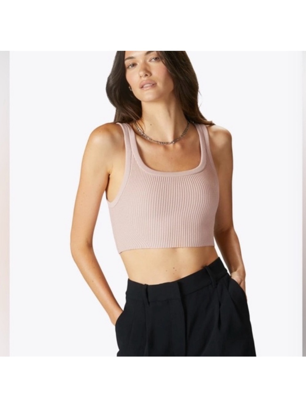 Cuts Clothing COREFLEX Ribbed Scoop Cropped Tank - Blush Pink NWOT